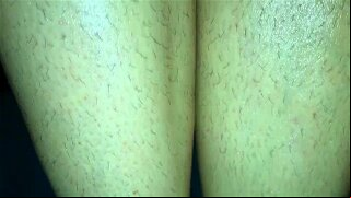 Amateur footjob #57 MILF hairy legs playing with dick, big hot cum on legs